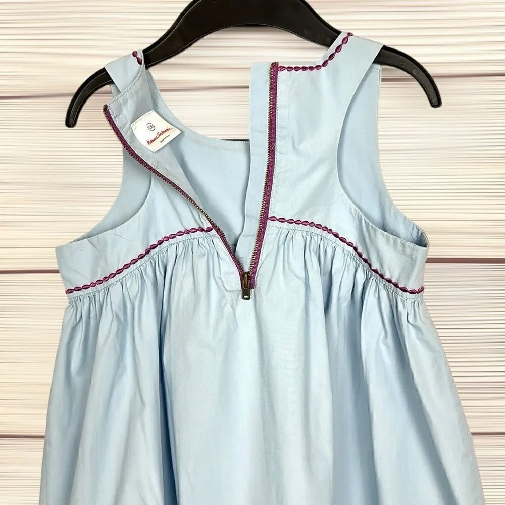 Hanna Andersson Sleeveless Blue Dress Cotton A-line Knee Length Size 8 130 cm